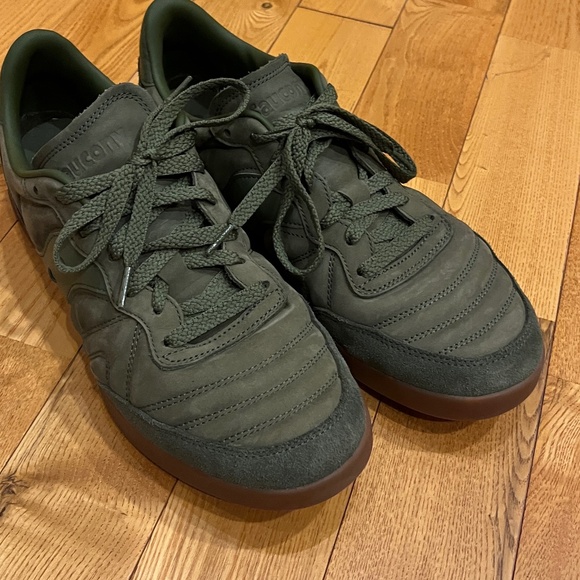 Saucony 586I Green Nubuck Shoes - Size 12 New! - Picture 1 of 4